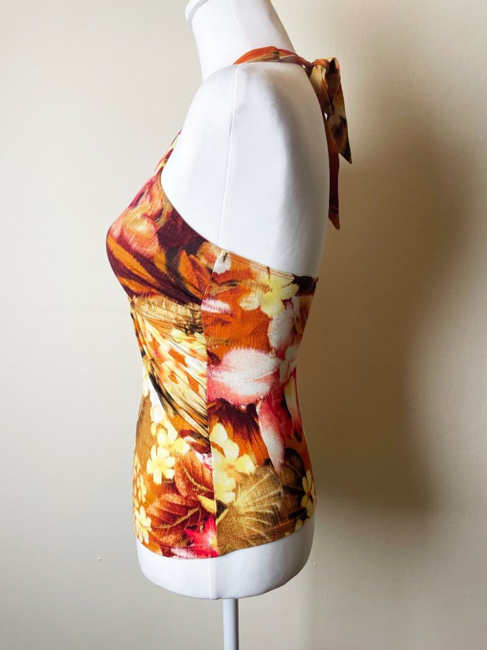 Vintage Caché Y2K Floral Halter Top | Twist Front Tie Back | Size S | EUC - Picture 5 of 8